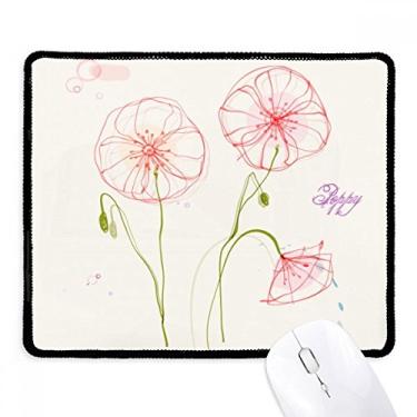 Imagem de Mousepad de pintura branca de flores com borda costurada, tapete de borracha para jogos