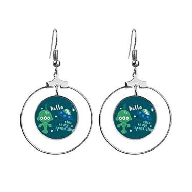 Imagem de Brincos Hello Alien Universe And Alien com argola pendurada, joia circular