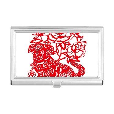 Imagem de Porta-cartões de visita de ano novo chinês para cães com corte de papel