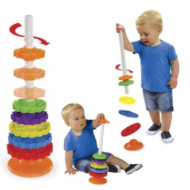 Imagem de Giro Mágico Brinquedo Pedagógico Educativo Para Criança Terapia Bebê 1 Ano 8 Peças Engrenagem Grandes Colorido