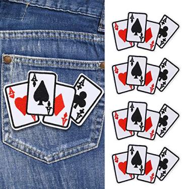 Imagem de 5 peças Poker Ace Clothes Patch Iron On Baralho Aplique DIY Camiseta Tecido Adesivo, Acessórios de Vestuário, Cartão de Baralho