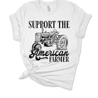 Imagem de Camiseta feminina Farm Support American Farmers manga curta, Branco, XXG