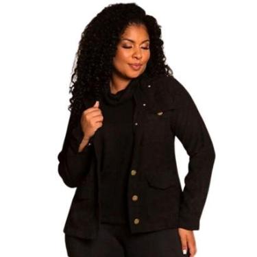 Imagem de Casaco Feminino Cotelê Veludo Inverno Preto E Caramelo Plus Size 54 Ao 58-Feminino