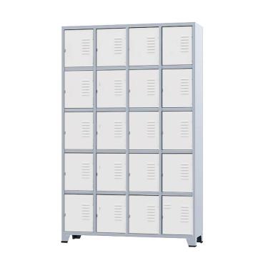Imagem de Armário Roupeiro De Aço 24 Portas Para Vestiário Academia Locker Branco com Chave