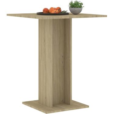 Imagem de Mesa de bistrô, mesa de bar quadrada, mesa de pub, pátio, jardim, jantar, café da manhã, suporte de mesa, casa, cozinha interna, sala de estar, móveis, concreto, cinza, 60x60x75 cm, madeira