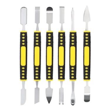 Imagem de Conjunto de 6 peças de barra de cabra de metal com abertura dupla, kit de ferramentas de reparo de barras eletrônicas para celular, celular, óculos