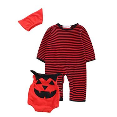 Imagem de Fantasias de abóbora de Halloween para bebês, conjunto de 3 peças, macacão de manga comprida, colete e chapéu, roupa de diabo de Halloween para bebês, meninos e meninas, crianças de 3 a 18 mes type2