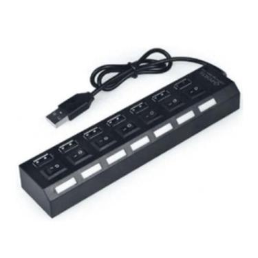 Imagem de Hub Usb 2.0 7 Portas Preto Com Led Indicador Hoopson Coneto - Alex Imp