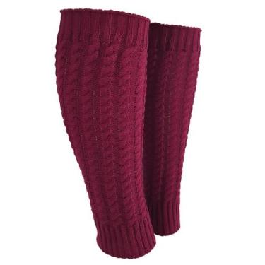 Imagem de Polaina Longa Feminina Tricot Trança - Katlen Tricot, Vinho