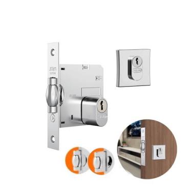 Imagem de Fechadura Rolete Auxiliar Cromada Quadrada Para Porta Residencial Pivo