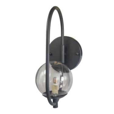 Imagem de Arandela ONLINE  PRETA Globo de Vidro FUME + LED 5W  - Trybo 