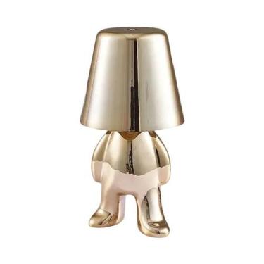 Imagem de Abajur de Mesa Dourado - Luminária de Cabeceira para Quarto, Sala e Re