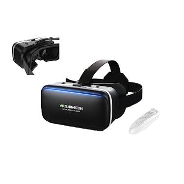 Imagem de Fone de ouvido VR para iPhone e Android com controle, óculos de realidade virtual, universal, óculos 3D, capacetes para crianças e adultos, para telefones de 4,7 a 6,6 polegadas, para filmes, TV e
