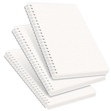Imagem de RETTACY Pacote com 3 cadernos em espiral – Caderno espiral pontilhado de balas, cadernos espirais de 480 páginas para trabalho, material escolar, casa, papel grosso de 100 GSM, 14,5 cm × 21 cm