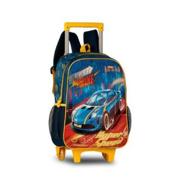 Imagem de Mochila De Rodinhas Fast Machine Carro Carrinho Infantil Escolar/Passe