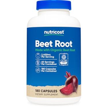 Imagem de Nutricost Raiz De Beterraba 2400Mg, 180 Cápsulas - Certificado Ccof Feito Com Raiz De Beterraba Orgânica, Superalimento, 60 Porções