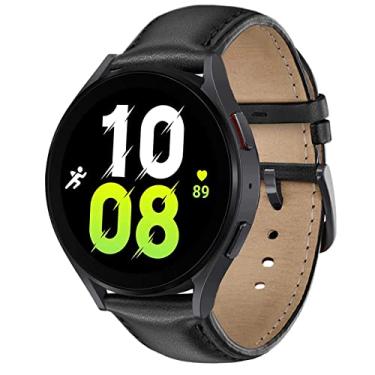 Imagem de NEAWO Pulseira de relógio compatível com Samsung Galaxy Watch Active/Active 2 40 mm 44 mm, pulseira de reposição de couro genuíno para Galaxy Watch 3 41 mm/Galaxy Watch 42 mm, Gear S2 Classic/Sport (preto)