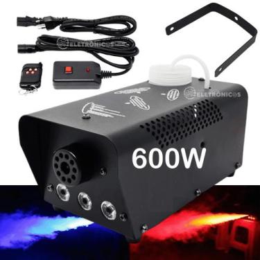 Imagem de Maquina De Fumaça 600W 3 Leds Rgb Possui Controle Remoto Disparar E Ac