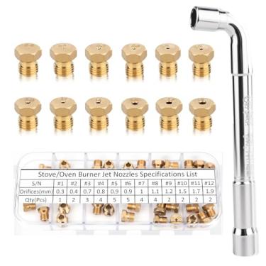 Imagem de Kit de conversão de ponta de spray de latão, kit de conversão de bocal de latão de fogão a gás natural de propano M6x0,75 mm, ponta de pulverização de gás 0,3/0,4/0,7/0,8/0,9/1,0/1,1/1,2/1,5/1,7/1,9