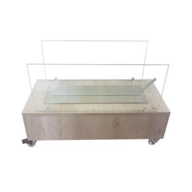 Imagem de Lareira Ecológica 60 cm Inox Etanol Álcool Rodízios OL 600 Vidros Prot