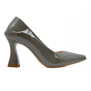 Imagem de Scarpin Mozione Salto Taça 8 cm Feminino Sapato Conforto Macio (Cinza, BR, Adulto, Numérico, 40)