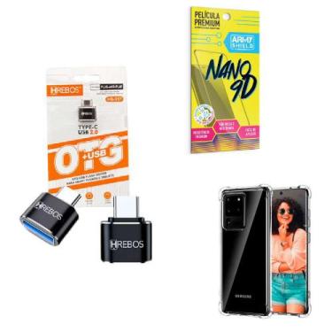 Imagem de Kit Adaptador USB para Tipo C + Capinha Samsung S20 Ultra + Película 9