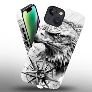 Imagem de Punmada Capa para iPhone 13/14, estampa de olho de águia, bússola, direção, para meninas, mulheres, meninos, capa protetora de silicone rígido à prova de choque para iPhone 13/14