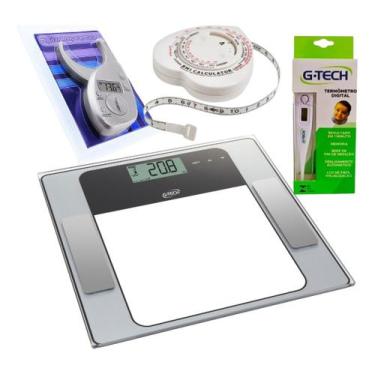 Imagem de Kit Avaliação Física Balança G-Tech Plicômetro Digital Termômetro Tren