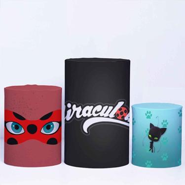 Imagem de Trio de Capa Cilindro para Festa Infantil Veste Fácil c/ Elástico Heroína Vermelha - Fera Print