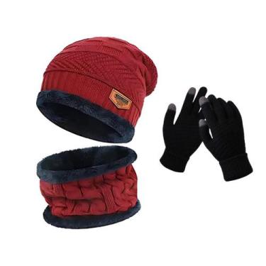 Imagem de Luva Touch com Touca e Protetor De Pescoço Forrada Pelinho Kit De Frio