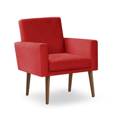Imagem de Poltrona Decorativa Nina Suede Vermelho - Inova Decor