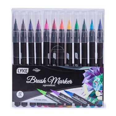 Imagem de Marcador Artístico Brush Marker Aquarelável 12 Cores Lyke