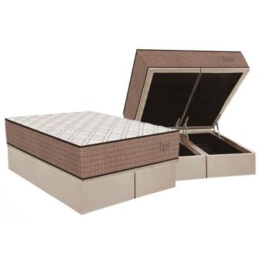 Imagem de Cama Box Baú Queen Kit Torino Híbrido Com Colchão Molas Ensacadas Suede Clean 158x198 B...
