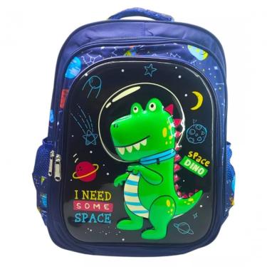 Imagem de Mochila Infantil Escolar Passeio Parque 3d Dinossauro azul