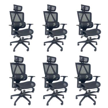 Imagem de Kit 6 Cadeiras de Escritório Presidente Executiva Oficial Titan Preto