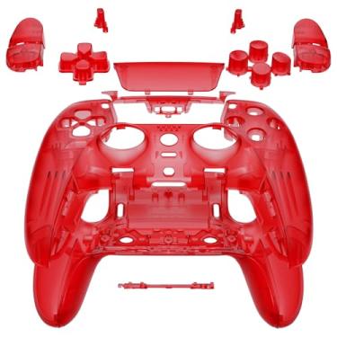 Imagem de eXtremeRate Conjunto Completo Com Botões, Touchpad Compatível Controle Ps5 Edge, Acabamento Decorativo Vermelho Transparente E Placas Frontais Traseiras