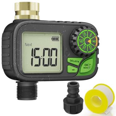Imagem de Temporizador de irrigação de água para irrigação digital programável à prova d'água com atraso de chuva, manual, sistema de irrigação automático para quintal, gramado e mangueira de jardim, entrada de