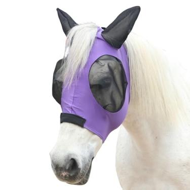 Imagem de Gallopoff Máscara elástica para moscas de cavalo, ajuste confortável, proteção contra olhos e orelhas de malha segura para a pele com proteção UV, sem emaranhamento para crina e antebraço