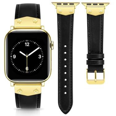 Imagem de JR.DM Pulseira de couro feminina compatível com Apple Watch séries 10/9/8/7/6/5/4/3/2/1 de 38 mm, 40 mm, 41 mm, 42 mm, 46 mm, 49 mm, 40 mm, 40 mm, 41 mm, 41 mm, 42 mm, 46 mm