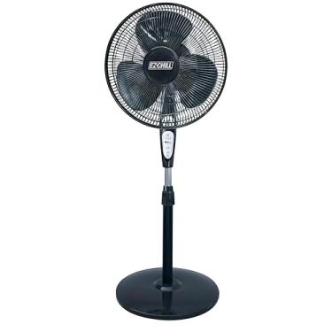 Imagem de EZ-CHILL Ventilador de pedestal oscilante de 45,7 cm com controle remoto, ventilador de suporte, 3 velocidades, altura ajustável e inclinação, e temporizador, desligamento automático, ideal para casa,