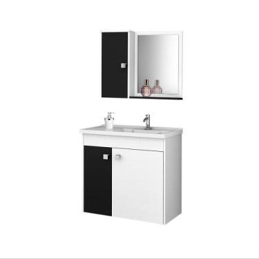 Imagem de Conj Gabinete Munique Bechara Branco Preto 2074286 Banheiro - Móveis B