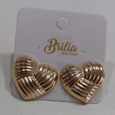 Imagem de Brinco Coração Chapa Trabalhada (BR 1866) - Brilia Semijoias