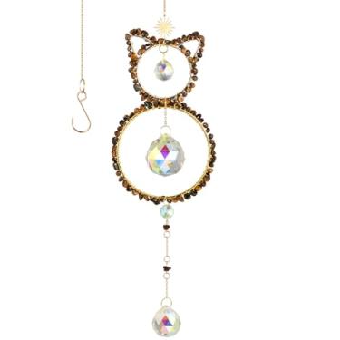 Imagem de Pedra olho de tigre – apanhador pendurado em forma de gato, adequado para decoração de jardim doméstico, melhorando a sensação de segurança e pertencimento, presentes de boa sorte, Natal, aniversários