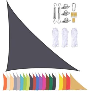 Imagem de Toldo De Vela De Sombra De Sol Triangular à Prova D'água Para Pátio Dossel De Jardim Vela De Sombra Ao Ar Livre Com Ilhós De Proteção Uv De 90% E Acessór, Dark Gray, 4x4x5.7m