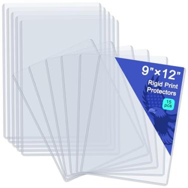 Imagem de Rainmae Pacote com 15 protetores rígidos de impressão de 23 cm x 30,5 cm, protetores de folha de plástico rígido transparente, capas de carregamento superior para fotos à prova d'água, suportes