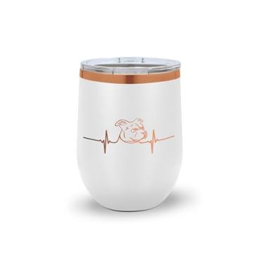 Imagem de My Heart Beats for Pit Bulls | Copo de vinho isolado de aço inoxidável – Mantém as bebidas quentes e frias (branco)