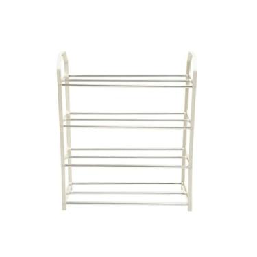 Imagem de Sapateira 4 Andares – Organizador de Sapatos em Plástico PP e Tubos de Ferro, Resistente e Fácil de Montar | Closet | Corredor | Lavanderia | Entrada | Quarto | Multifuncional (Branca)