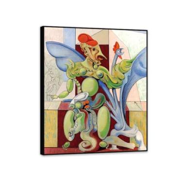 Imagem de Max Ernst Print on Canvas Portrait voilé Famous Art Reprodutions Max Ernst Home Painting Poster Surrealism Wall Art Decor for Living Room Gifts80x60cm (81.3x61.0 cm) moldura preta