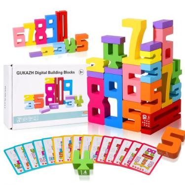 Imagem de Blocos de construção numéricos de madeira GUKAZH 20 unidades para cria