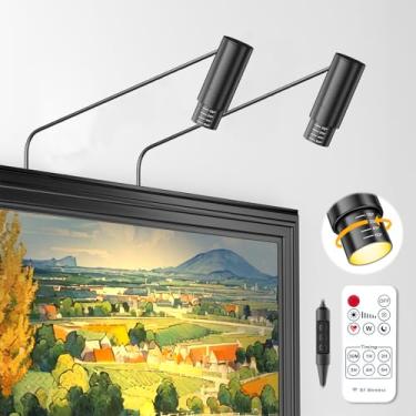 Imagem de ZOOPEEN Pacote com 2 holofotes com zoom, luzes de LED para parede 3000 K com iluminação de arte de controle remoto para pinturas, mini holofotes pretos para galeria